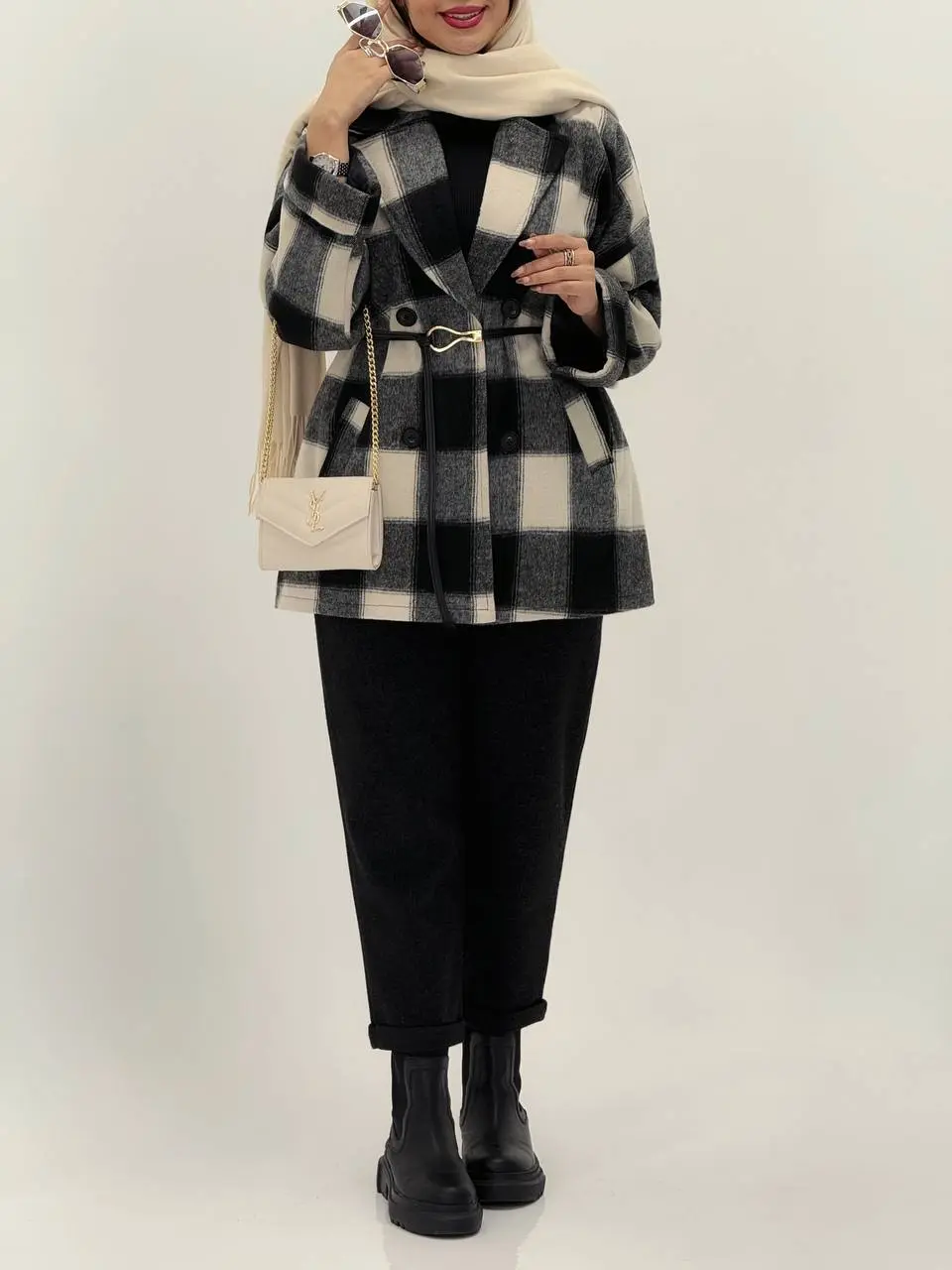 3568-کت چهارخونه شکلات